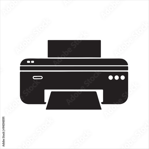 printer icon silhouette vector style with white background