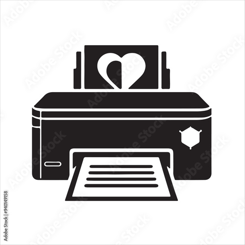 printer icon silhouette vector style with white background