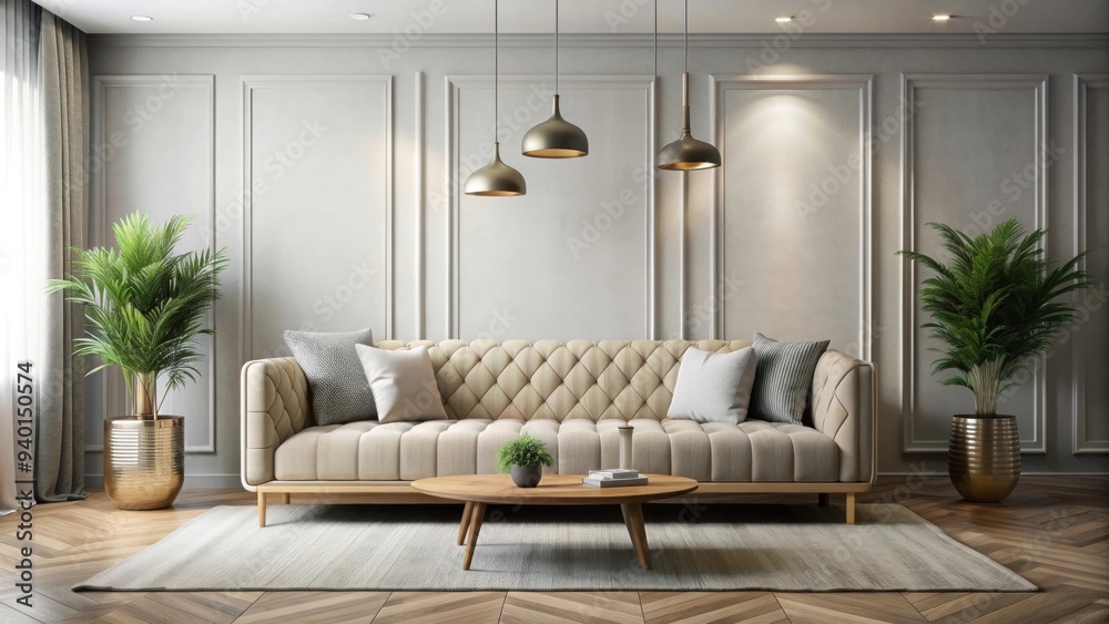 Modern interior with a stylish sofa , interior design, contemporary, furniture, living room, comfort, luxury Modern interior with a stylish sofa , interior design, contemporary, furniture, living room, comfort, luxury