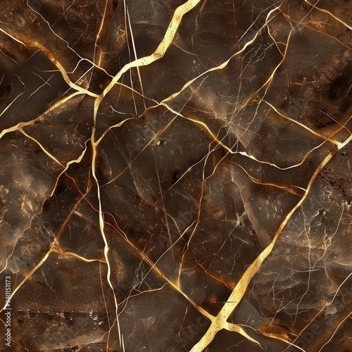 Brown marble background with golden line, pattern for seamless