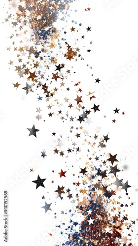 Falling Stars on White Background, Fun Isolated Overlay, Web Graphic Wallpaper, Customizable Abstract Backdrop photo