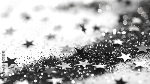 Falling Black Stars on White Background, Fun Isolated Overlay, Web Graphic Wallpaper, Customizable Abstract Backdrop photo