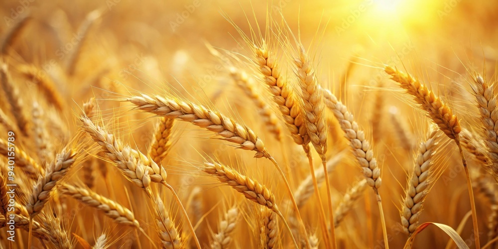 Ears of wheat swaying in a golden field, agriculture, harvest, farm, crop, rural, nature, growth, plant, cereal, landscape, countryside Ears of wheat swaying in a golden field, agriculture, harvest, farm, crop, rural, nature, growth, plant, cereal, landscape, countryside