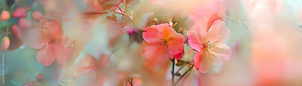 A soft, dreamy portrait of delicate flowers in gentle hues, creating an ethereal and calming atmosphere for nature lovers. A soft, dreamy portrait of delicate flowers in gentle hues, creating an ethereal and calming atmosphere for nature lovers.