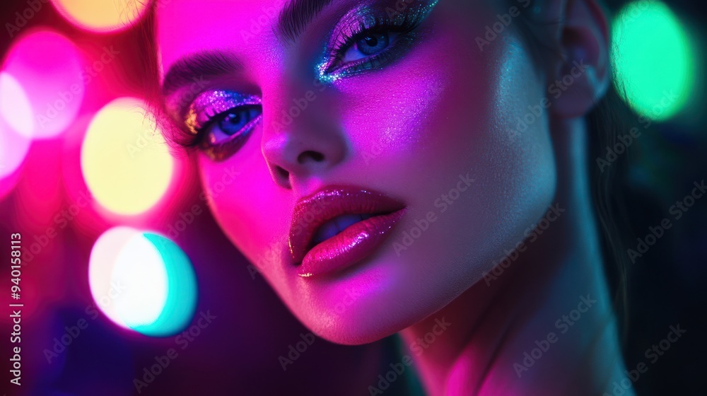 Glamour Portrait of a Young Woman with Striking Makeup Glamour Portrait of a Young Woman with Striking Makeup