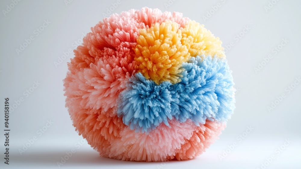  A fluffy cushion shaped like a flower, colorful cushion, interior object