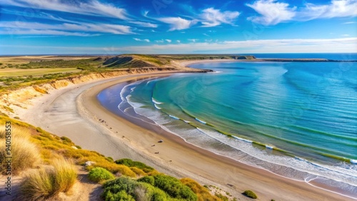 Scenic view of Peninsula de Vald?s beach in Argentina, beach, coast, ocean, waves, horizon, sky, clouds, sand, landscape photo