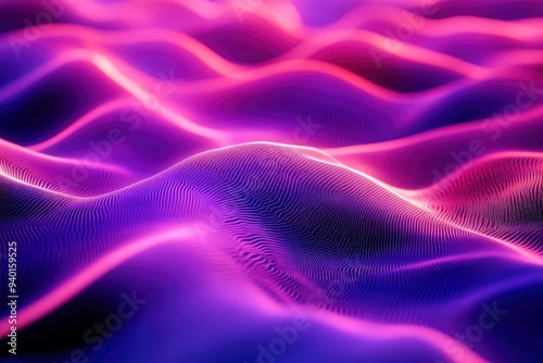 Abstract waves shape glowing in ultraviolet spectrum. Background for banner, backdrop or texture for 3D mapping , ai