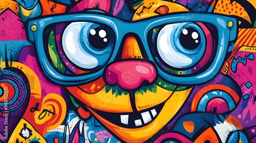 Colorful Abstract Character with Glasses.