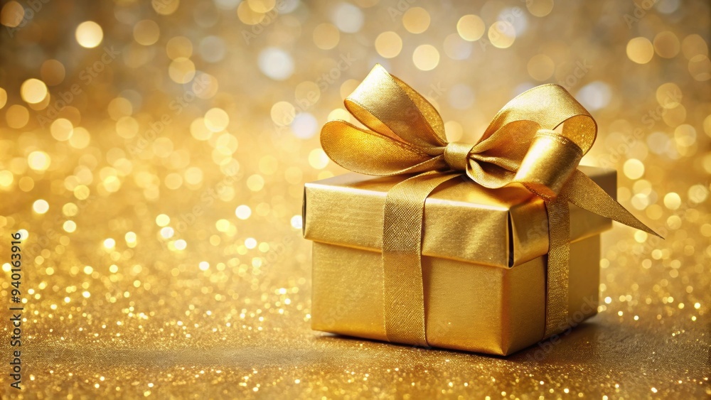 Festive golden gift box with a bow, festive, golden, gift, box, bow, present, celebration, holiday, surprise, shiny Festive golden gift box with a bow, festive, golden, gift, box, bow, present, celebration, holiday, surprise, shiny