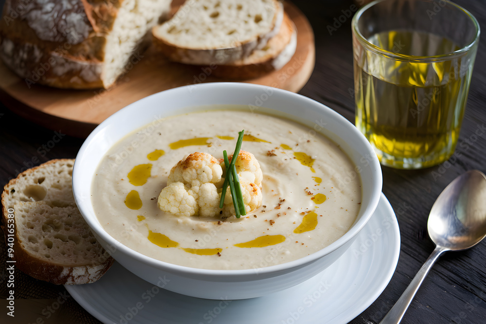 Vegan Cauliflower Soup with Fresh Chives and Olive Oil Vegan Cauliflower Soup with Fresh Chives and Olive Oil