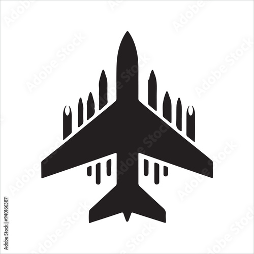 Airplane icon silhouette vector style with white background