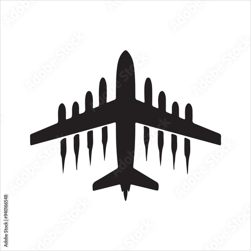 Airplane icon silhouette vector style with white background