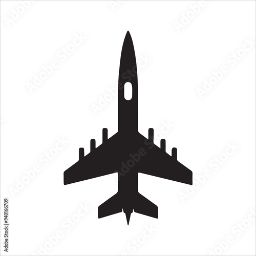 Airplane icon silhouette vector style with white background
