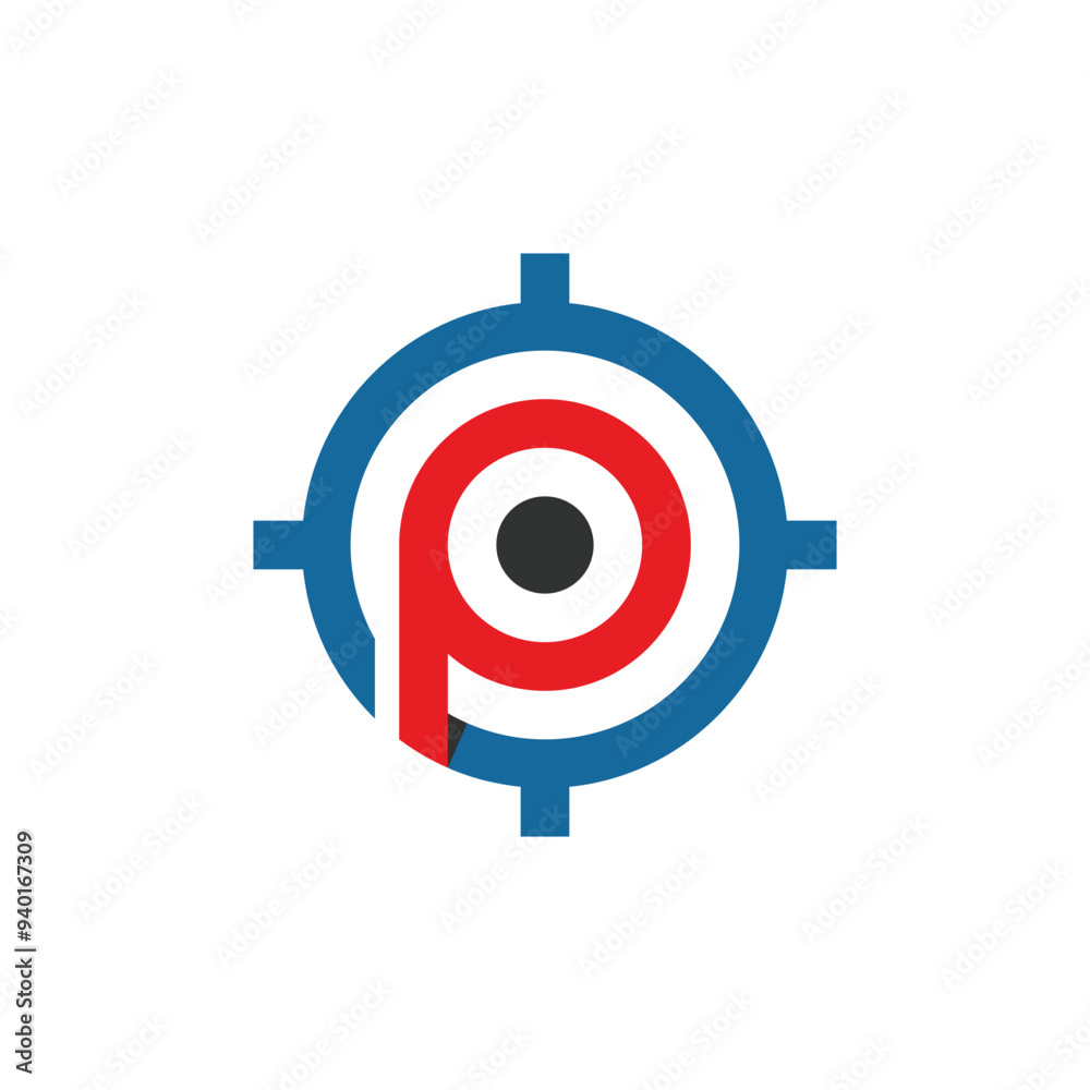 Letter P Cross Hair Target Logo Letter P Cross Hair Target Logo