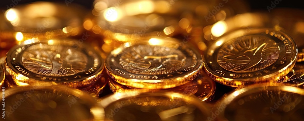 Shiny gold coins stacked together, symbolizing wealth and prosperity. Ideal for finance, investment, and luxury themes. Shiny gold coins stacked together, symbolizing wealth and prosperity. Ideal for finance, investment, and luxury themes.