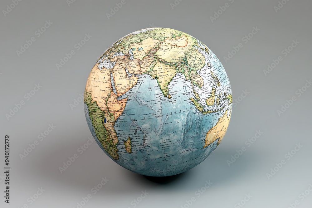 3D earth globe illustration with detailed map of continents, oceans, and clouds, perfect for business, travel, and geography projects 3D earth globe illustration with detailed map of continents, oceans, and clouds, perfect for business, travel, and geography projects
