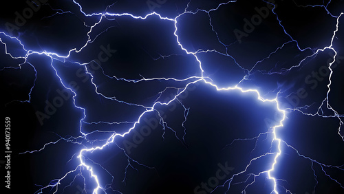 Obraz na płótnie Abstract blue lightning on dark background, blue lightnings, electric lightings w salonie