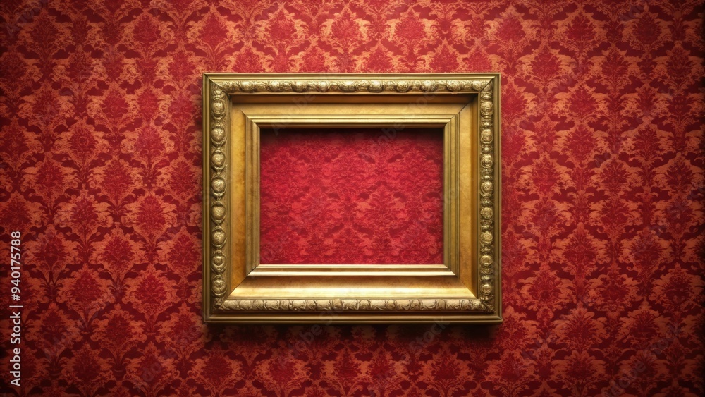 Antique gold frame with loading sign on red velvet wall, antique, gold, frame, loading sign, red velvet, wall, vintage Antique gold frame with loading sign on red velvet wall, antique, gold, frame, loading sign, red velvet, wall, vintage