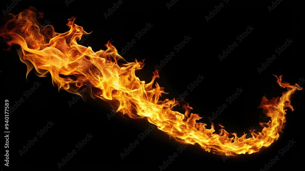 Bright fire trail isolated on black background, flame, trail, fire, bright, isolated, black, heat, burn, energy, power, vibrant Bright fire trail isolated on black background, flame, trail, fire, bright, isolated, black, heat, burn, energy, power, vibrant