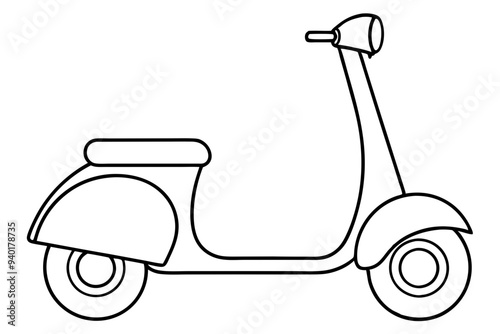 motorcycle, scooter in one line style. continuous drawing, vector illustration