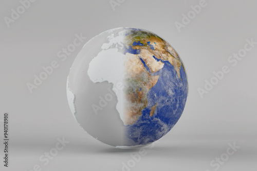 Fototapeta Naklejka Na Ścianę i Meble -  Transformation of Planet Earth Concept. View of Planet Earth World Globe from Space. Elements of this image furnished by NASA. 3d Rendering