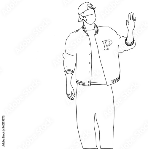 Illustration vector of Kpop airport fashion sketch. Airport idols of Korea. K-pop female fashion idol. A girl in comfortable casual wear