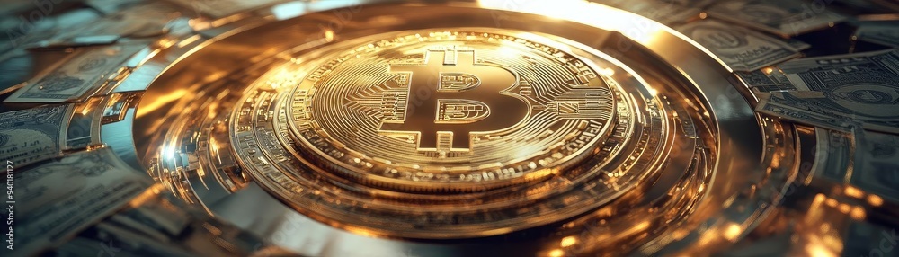 Close-up of a Bitcoin coin, symbolizing digital currency and modern finance. Ideal for cryptocurrency and investment themes. Close-up of a Bitcoin coin, symbolizing digital currency and modern finance. Ideal for cryptocurrency and investment themes.