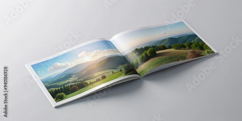 A mockup of an A4 landscape brochure with a sleek and professional design , mockup, A4, landscape, brochure