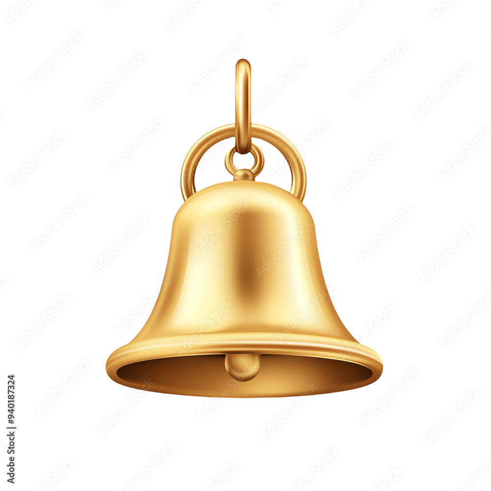 3D Realistic Golden Bell. Holiday illustration of a golden bell on a white background 3D Realistic Golden Bell. Holiday illustration of a golden bell on a white background
