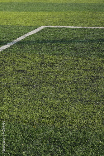 artificial green grass turf sport soccer field with black rubber granules infill
