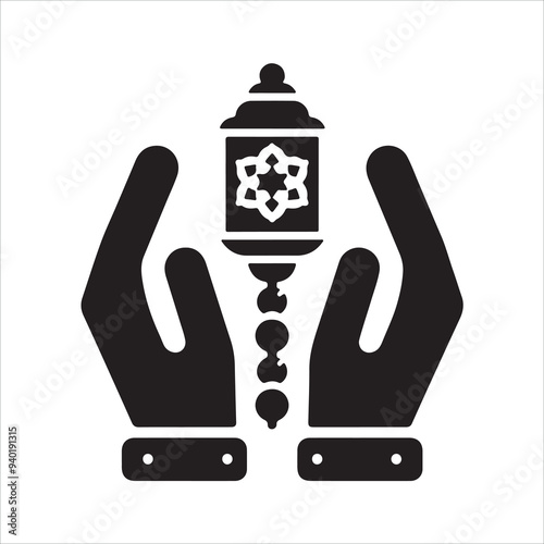 Vector silhouette picture of a prayer bead