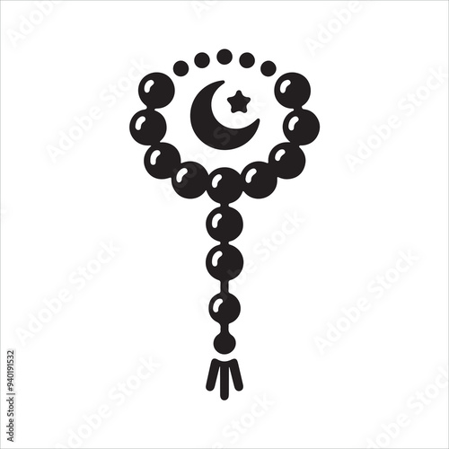 Vector silhouette tasbih prayer bead icon