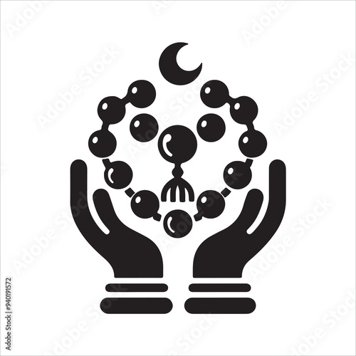 Vector silhouette of a prayer bead icon