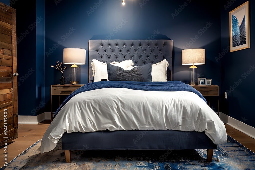 Deep Blue Walls Bedroom
