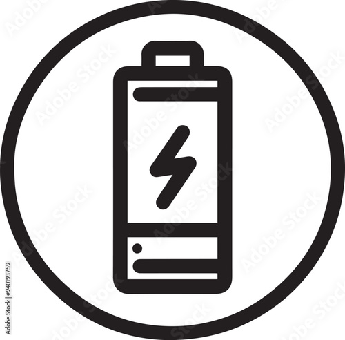 Battery line icon Vector, Battery simple silhouette, Minimalist icon isolated on white background, 