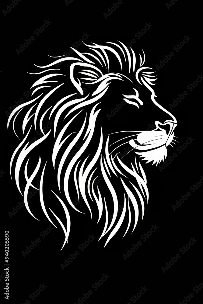 Majestic minimalist lion vector illustration. Majestic minimalist lion vector illustration.