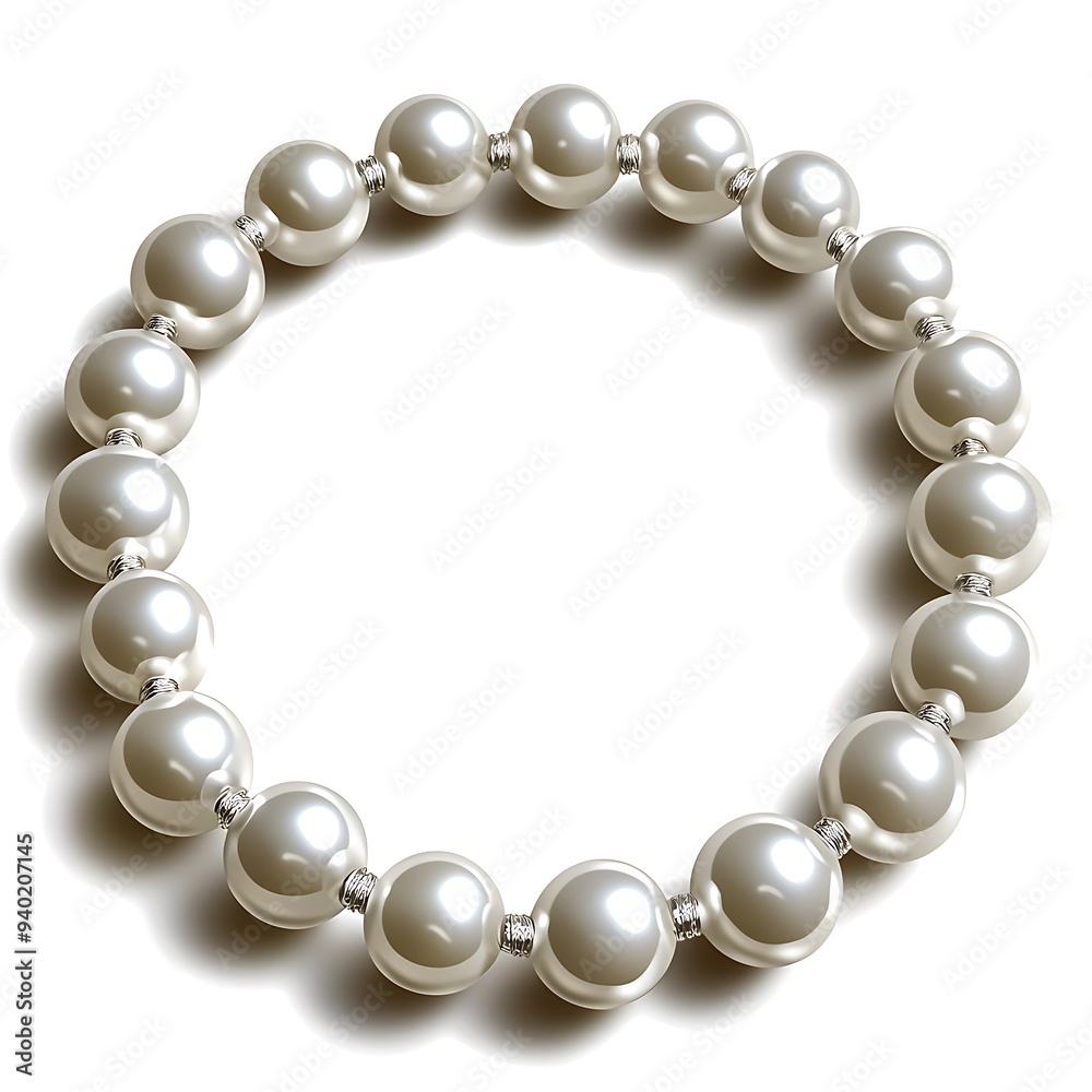 Elegant White Pearl Necklace on White Background, Ideal for Highlighting Simple Elegance Elegant White Pearl Necklace on White Background, Ideal for Highlighting Simple Elegance