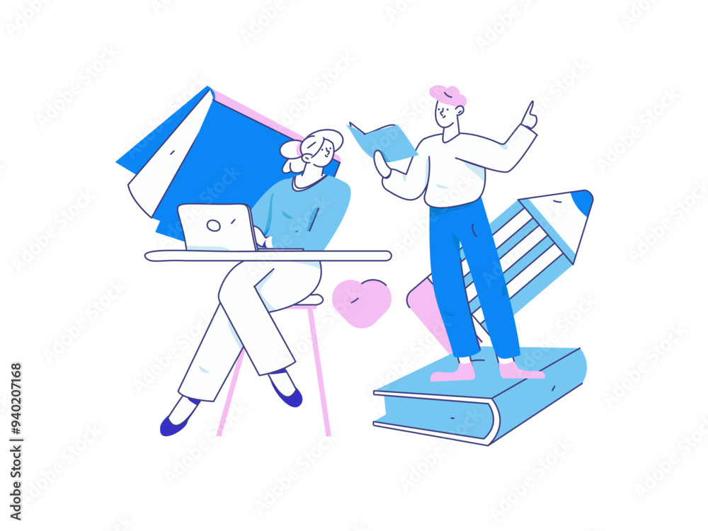 Education and learning people flat vector concept hand drawn illustration
Education and learning people flat vector concept hand drawn illustration