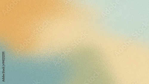 Abstract flat style Vintage soft blur defocused noise grainy freeform gradient background with Cambridge blue, Ash gray, Peach yellow, Earth mid century modern colors airbrush copy space text area 