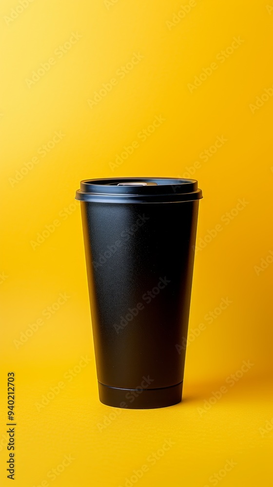 Minimalist tumbler mock up design in plain black color Minimalist tumbler mock up design in plain black color