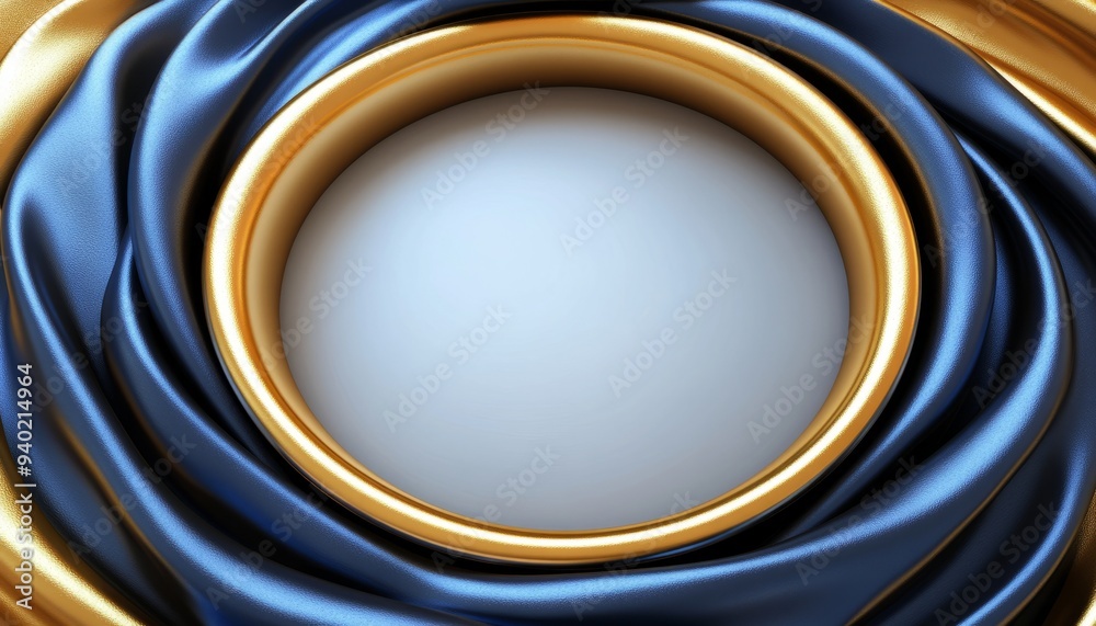 Blue and Gold Circular Frame with Empty Center Blue and Gold Circular Frame with Empty Center