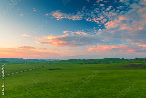 Scenery of Mogoler River in Hulunbuir Grassland, Hulunbuir City, Inner Mongolia Autonomous Region, China