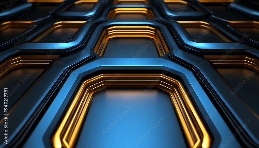 Obraz premium Abstract Metallic Pattern with Golden Highlights