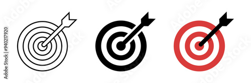 target icon set, archery target symbol. modern design isolated on white background