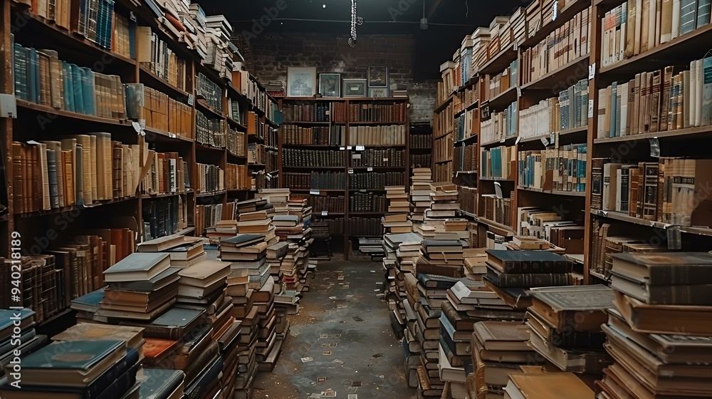a room with many books. a room with many books.