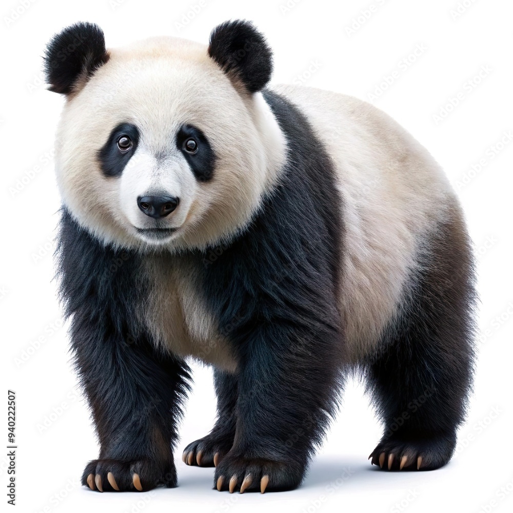 Obraz premium panda bear ailuropoda melanoleuca portrait full body, isolated on white background