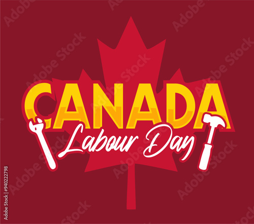 happy canadian labor day with canada leaf silhouette