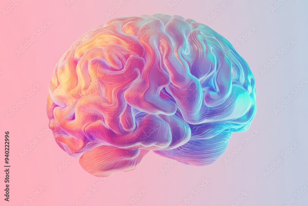 Creative brain illustration, colorful pastel abstract design Creative brain illustration, colorful pastel abstract design