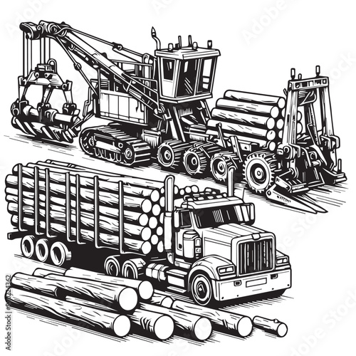 Logging Truck Outline  Vector Images Logging machinery clipart Forest harvesting vehicles Transportation vector art